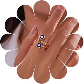 Boho Evil Eye Rings Adjustable Open Wrap Ring Blue Eye Turkish Rings Vintage Open Knuckle Finger Ring Jewelry for Women in Kuwait