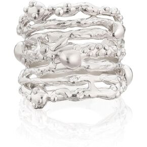 Modern Sculptural Multi-Layer Ring, Handcrafted 925 Sterling Silver Wavy Open Band, Organic Liquid-Metal Texture Statement Jewelry, Adjustable Wrap Ring for Women gift in Saudi Arabia