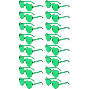 16 زوجًا من النظارات الشمسية على شكل قلب أخضر للنساء، نظارات قلب ممتعة بدون إطار بلون الحلوى للنساء هدايا الحفلات in Kuwait