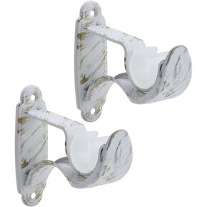 HEVSTIL 2Pcs Curtain Rod Bracket, Single Black Retro Wall Mount Brackets Vintage Fit for 1 Inch Drapes Rod Design for Window Curtains Rod Hangers with Screw, White in Kuwait