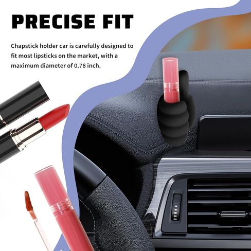 Thumb Shape Chapstick Holder for Car,Silicone Insulated Chapstick Holder for Cars Decorations & Lipstick Storage,Cute Cars Lip Balm Holders Car Accessories for Women & Girls (Black) in Saudi Arabia