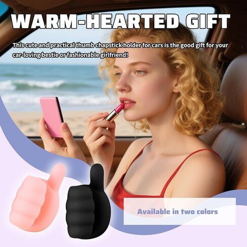 Thumb Shape Chapstick Holder for Car,Silicone Insulated Chapstick Holder for Cars Decorations & Lipstick Storage,Cute Cars Lip Balm Holders Car Accessories for Women & Girls (Black) in Saudi Arabia