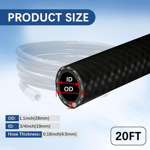 3/4" Fuel Transfer Hose 20FT - Farm Pump Hose with Male NPT Fittings, Compatible with Diesel, Gasoline, Kerosene, Biodiesel for Fuel Dispensing, Transfer, Tanks and Tubing in Saudi Arabia
