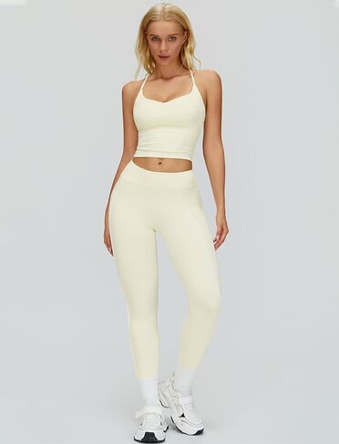 Womens Workout Sets Two Piece Spaghetti Strap Adjustable Tank Top Matching High Waist Leggings Gym Work Out Clothes in Saudi Arabia