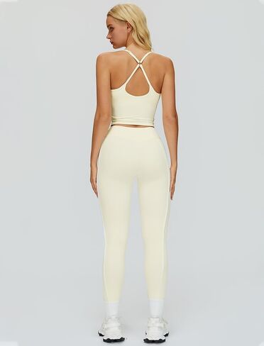 Womens Workout Sets Two Piece Spaghetti Strap Adjustable Tank Top Matching High Waist Leggings Gym Work Out Clothes in Saudi Arabia