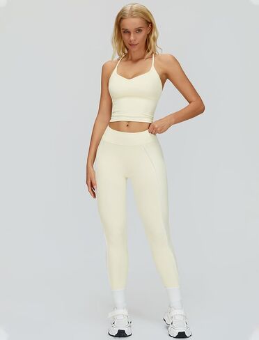 Womens Workout Sets Two Piece Spaghetti Strap Adjustable Tank Top Matching High Waist Leggings Gym Work Out Clothes in Saudi Arabia