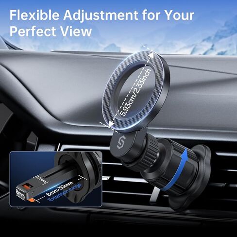 SYNCWIRE لحامل السيارة MagSafe، حامل الهاتف المغناطيسي بدوران 360 درجة، فتحة تهوية السيارة، [تهوية حلقية] حامل الهاتف الخلوي للسيارة متوافق مع iPhone 15 Pro Max 14 13 12، Samsung، ملحقات السيارة MagSafe in Kuwait