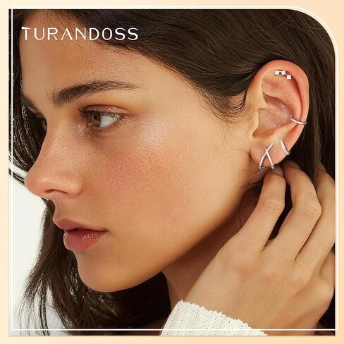 Turandoss 7 Pairs Gold Earrings for Women - Hypoallergenic 14K Gold Plated Stud & Hoop Cartilage Earring Sets Lightweight Helix Lobe Tragus Conch Earrings for Women in Saudi Arabia