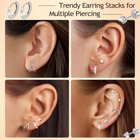 Turandoss 7 Pairs Gold Earrings for Women - Hypoallergenic 14K Gold Plated Stud & Hoop Cartilage Earring Sets Lightweight Helix Lobe Tragus Conch Earrings for Women in Saudi Arabia
