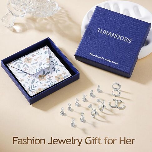 Turandoss 7 Pairs Gold Earrings for Women - Hypoallergenic 14K Gold Plated Stud & Hoop Cartilage Earring Sets Lightweight Helix Lobe Tragus Conch Earrings for Women in Saudi Arabia