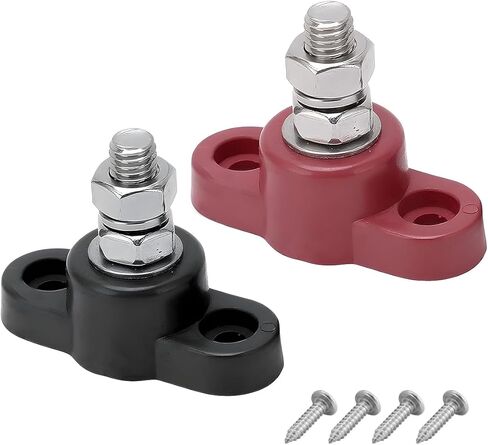 3/8" Power Distribution Block Bus Bar 12V 300A, Single Stud Positive Negative Battery Junction Post Marine Busbar, Auto Insulated Power Distribution Terminals, Universal for Vehicles in Kuwait