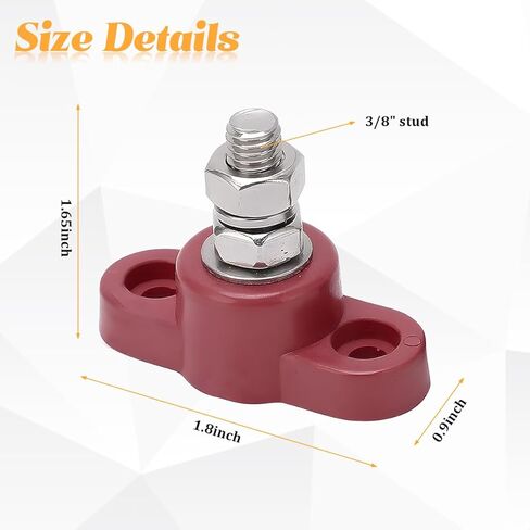 3/8" Power Distribution Block Bus Bar 12V 300A, Single Stud Positive Negative Battery Junction Post Marine Busbar, Auto Insulated Power Distribution Terminals, Universal for Vehicles in Saudi Arabia