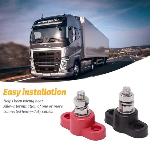 3/8" Power Distribution Block Bus Bar 12V 300A, Single Stud Positive Negative Battery Junction Post Marine Busbar, Auto Insulated Power Distribution Terminals, Universal for Vehicles in Saudi Arabia
