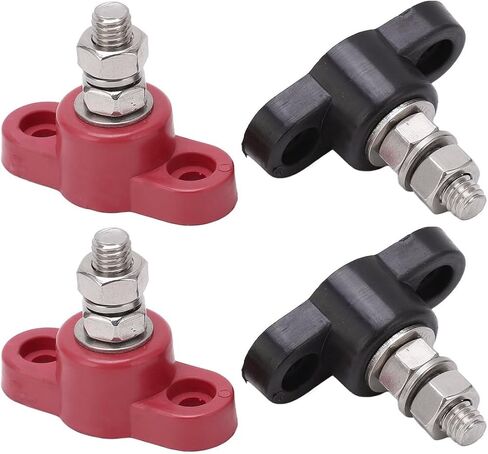 3/8" Power Distribution Block Bus Bar 12V 300A, Single Stud Positive Negative Battery Junction Post Marine Busbar, Auto Insulated Power Distribution Terminals, Universal for Vehicles in Saudi Arabia