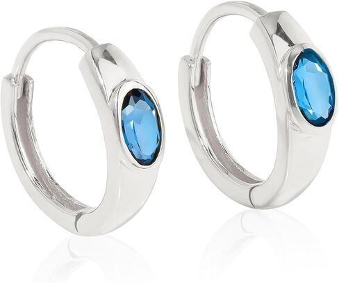 YoTreasure 14K Gold Plated over Sterling Silver Birthstone Hoop Earrings | Lightweight Hoop Earrings for Women| 925 Sterling Silver Birthstone Earrings Jewelry in Saudi Arabia