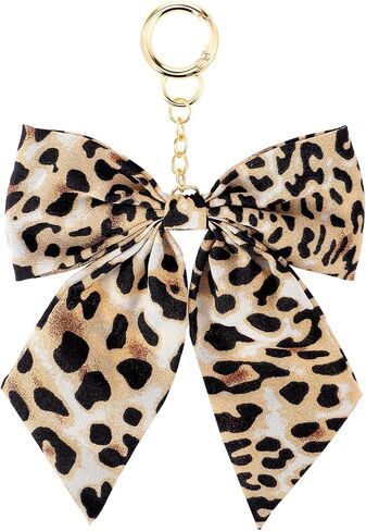 ليوبارد طباعة المفاتيح لطيف القوس Bowknot محفظة حمل حقيبة سحر Y2k خمر سحر قلادة حقائب الظهر اكسسوارات للفتيات النساء حلقات مفاتيح السيارة in Kuwait
