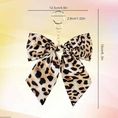 ليوبارد طباعة المفاتيح لطيف القوس Bowknot محفظة حمل حقيبة سحر Y2k خمر سحر قلادة حقائب الظهر اكسسوارات للفتيات النساء حلقات مفاتيح السيارة in Kuwait