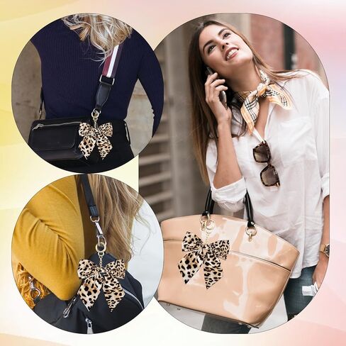 ليوبارد طباعة المفاتيح لطيف القوس Bowknot محفظة حمل حقيبة سحر Y2k خمر سحر قلادة حقائب الظهر اكسسوارات للفتيات النساء حلقات مفاتيح السيارة in Kuwait