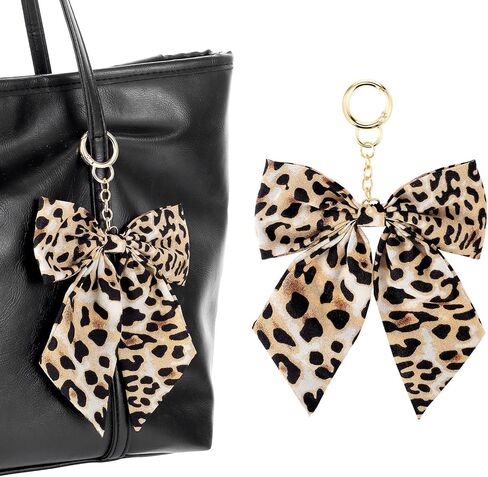 ليوبارد طباعة المفاتيح لطيف القوس Bowknot محفظة حمل حقيبة سحر Y2k خمر سحر قلادة حقائب الظهر اكسسوارات للفتيات النساء حلقات مفاتيح السيارة in Kuwait