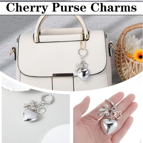 حقيبة فضية سحر القلب القوس زهرة سلسلة المفاتيح الملحقات kawaii سلاسل المفاتيح لطيف المفاتيح سحر الأزهار Bowknot القلب سحر الهاتف سحر المحفظة الفضية لحقائب اليد حقيبة الظهر Y2k كيرينغ للنساء الفتيات in Kuwait