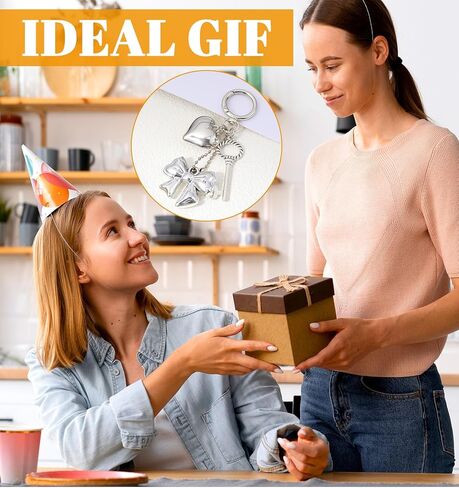 Silver Keychains for Women Heart Bow Flower Design Keychain Charms with Bowknot Pendant, Kawaii Cute Phone/Bag Charms for Handbags Purse Key Ring Accessories in Kuwait