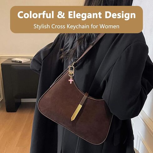 3pcs Small Cross Keychain for Women Bag Charm Keychains for Purse Backpack and Car Keys Cute Cross Key Chain Accessories for Kids Handbag and Back Pack Pendant Charms(White Pink Black) in Kuwait