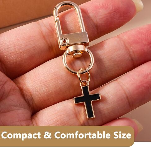 3pcs Small Cross Keychain for Women Bag Charm Keychains for Purse Backpack and Car Keys Cute Cross Key Chain Accessories for Kids Handbag and Back Pack Pendant Charms(White Pink Black) in Kuwait