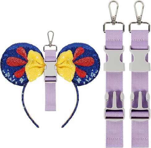 2PCS Mouse Ear Holder for Backpack Bag, Adjustable Quick-Release Loop Lanyard Keychain, Headband Charm Display Strap in Saudi Arabia