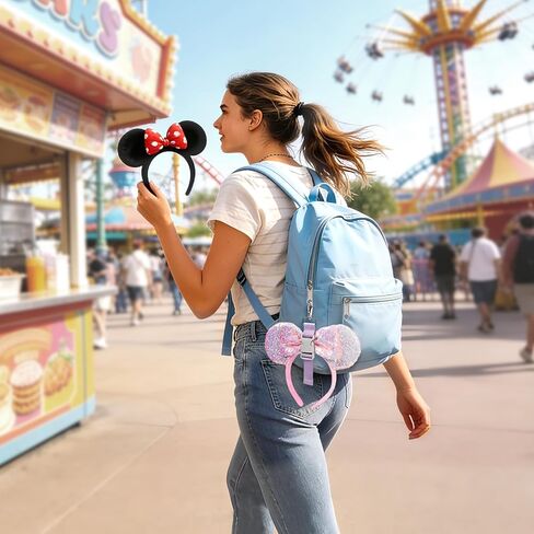 2PCS Mouse Ear Holder for Backpack Bag, Adjustable Quick-Release Loop Lanyard Keychain, Headband Charm Display Strap in Saudi Arabia