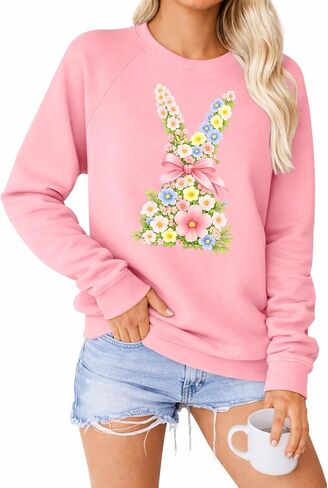 tiqwova Women Vintage Printed Long Sleeve Pullover Sweatshirt, Loose Caual Shirt Tops for Womens in Saudi Arabia