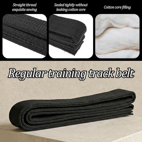 Karate Belt, 110 In Long Judo Belt, Durable Karate Black Belts, Double-Layered Cotton Core, for Martial Arts Judo Karates Taekwondo Wrestling in Kuwait