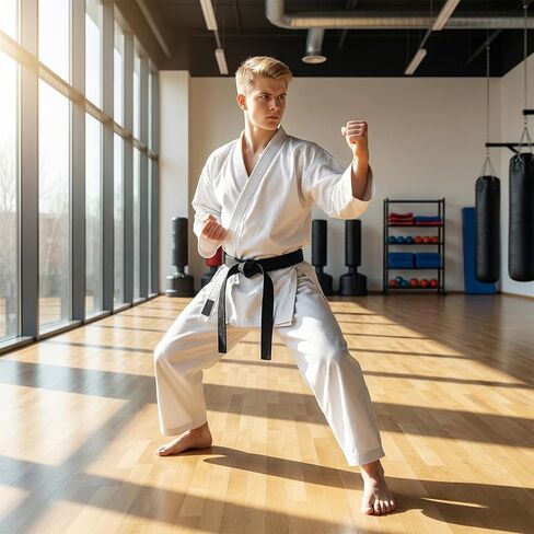 Karate Belt, 110 In Long Judo Belt, Durable Karate Black Belts, Double-Layered Cotton Core, for Martial Arts Judo Karates Taekwondo Wrestling in Kuwait