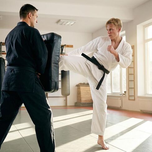 Karate Belt, 110 In Long Judo Belt, Durable Karate Black Belts, Double-Layered Cotton Core, for Martial Arts Judo Karates Taekwondo Wrestling in Kuwait