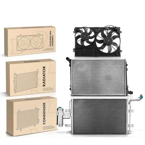 Replacement Parts for 3X Radiator&AC Condenser&Dual Cooling Fan Kit for Volkswagen Jetta 2005 1.9L Mod-A58PP-96526 in Saudi Arabia
