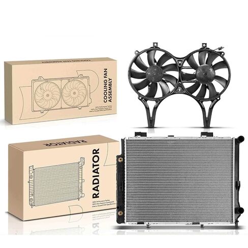 Replacement Parts for 2× Aluminum Radiator&Cooling Fan Assembly Kit for for Mercedes-Benz E320 96-97 Mod-A58PP-104423 in Saudi Arabia