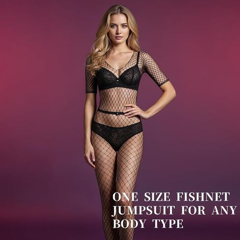 3Pcs Women Lingerie Fishnet Bodysuit Sparkle Rhinestone Sexy Mesh Lace BodyStocking Fishnet Lingerie Long Sleeve Mesh Teddy Lingeries for Romantic Date Wearing Underwear One Size in Kuwait