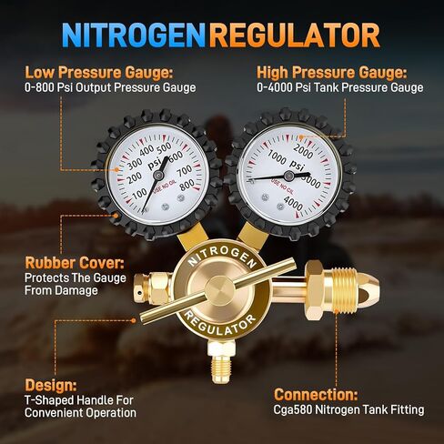 Nitrogen Regulator Kit, 4000PSI Nitrogen Shock Fill Tool with No-Loss Schrader Chuck & Gauge, for Shock Absorbers, Compatible with Dirt Bike, ATV, UTV, Honda, Kawasaki, Yamaha in Kuwait