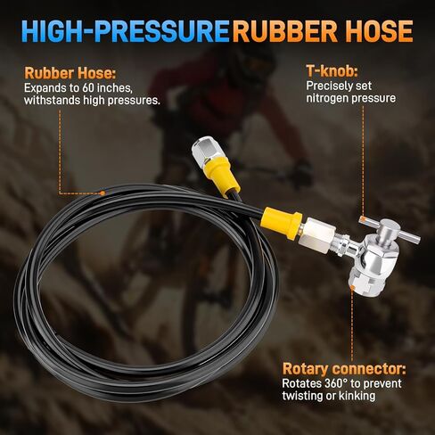 Nitrogen Regulator Kit, 4000PSI Nitrogen Shock Fill Tool with No-Loss Schrader Chuck & Gauge, for Shock Absorbers, Compatible with Dirt Bike, ATV, UTV, Honda, Kawasaki, Yamaha in Kuwait