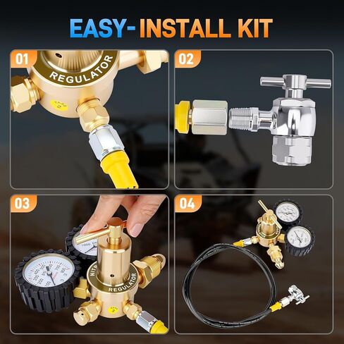 Nitrogen Regulator Kit, 4000PSI Nitrogen Shock Fill Tool with No-Loss Schrader Chuck & Gauge, for Shock Absorbers, Compatible with Dirt Bike, ATV, UTV, Honda, Kawasaki, Yamaha in Kuwait