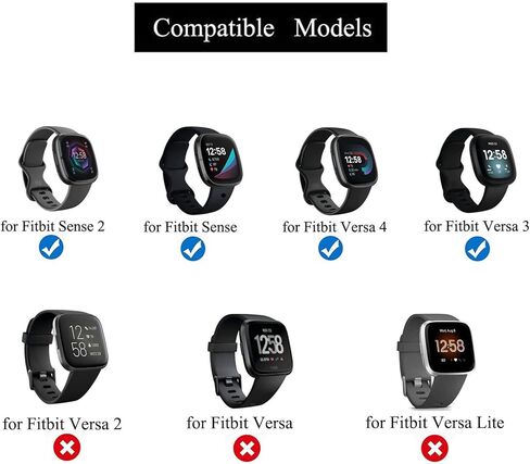 Adjustable Elastic Wrist Band/Ankle Band for Compatible with Fitbit Sense 2/Fitbit Sense/Fitbit Versa 4/Fitbit Versa 3 Smartwatch, Stretchy Band for Men and Women (Black, Medium) in Kuwait