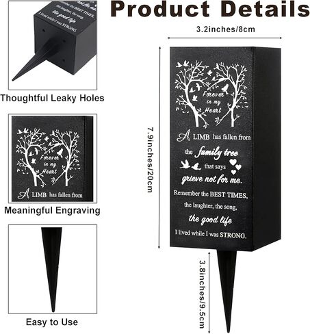 Cemetery Vases for Grave Flower Holder with Spikes,Heart Tree Grave Metal Memorial for gravesite vase,Flower Holder for Cemetery,Decor for Funeral,Memorial Gifts for Loss of Loved One Mother's Day in Kuwait