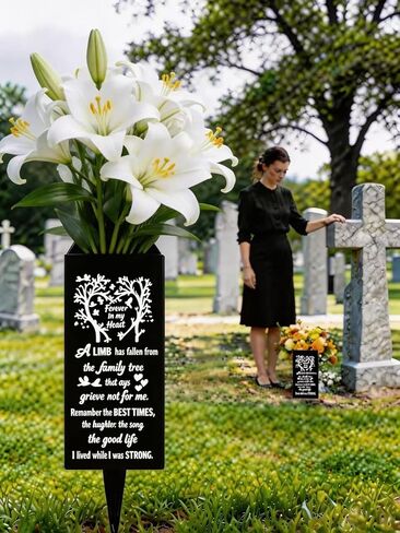 Cemetery Vases for Grave Flower Holder with Spikes,Heart Tree Grave Metal Memorial for gravesite vase,Flower Holder for Cemetery,Decor for Funeral,Memorial Gifts for Loss of Loved One Mother's Day in Kuwait
