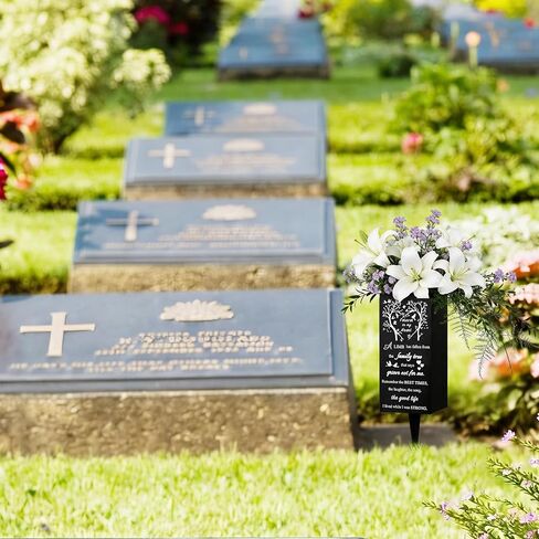 Cemetery Vases for Grave Flower Holder with Spikes,Heart Tree Grave Metal Memorial for gravesite vase,Flower Holder for Cemetery,Decor for Funeral,Memorial Gifts for Loss of Loved One Mother's Day in Kuwait