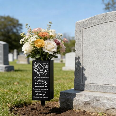 Cemetery Vases for Grave Flower Holder with Spikes,Heart Tree Grave Metal Memorial for gravesite vase,Flower Holder for Cemetery,Decor for Funeral,Memorial Gifts for Loss of Loved One Mother's Day in Kuwait