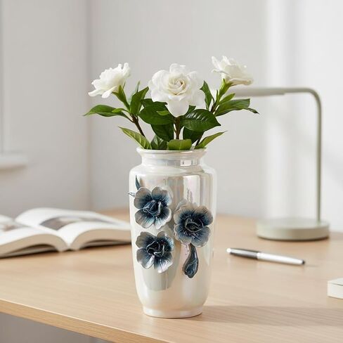 White Ceramic Vase 9 Inch - Modern Decorative Vase for Flowers, Centerpiece for Dining Table Living Room Entryway in Saudi Arabia