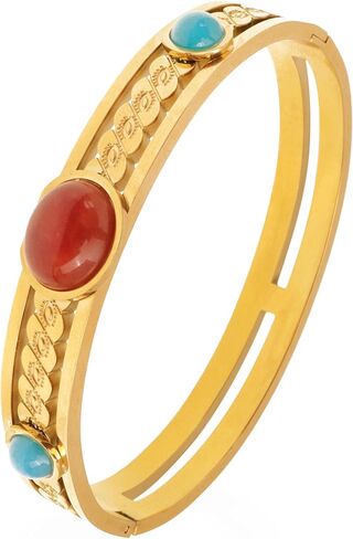 Chunky Gold Crystal Gemstone Bangle Bracelets for Woman, Trendy Statement Jewelry Gifts in Saudi Arabia