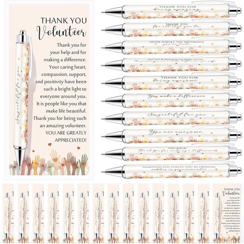Tondiamo 60 Sets Volunteer Appreciation Gifts Volunteer Week Ballpoint Pens with Appreciation Cards and Opp Bags Thank You Gift for Social Worker Coworker Teacher Charity Ministry Employee(10 Styels) in Saudi Arabia