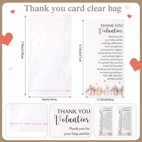 Tondiamo 60 Sets Volunteer Appreciation Gifts Volunteer Week Ballpoint Pens with Appreciation Cards and Opp Bags Thank You Gift for Social Worker Coworker Teacher Charity Ministry Employee(10 Styels) in Kuwait