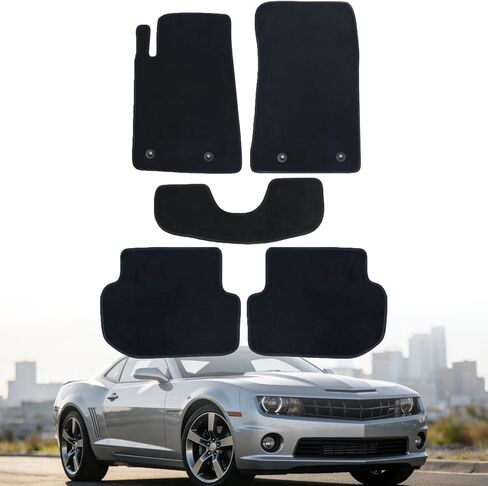 Mythoria Car Floor Mats Full Set Fit for Chevrolet Camaro LT SS ZL1 2010 2011 2012 2013 2014 2015 | Black, Velour Carpet | Waterproof, with Anti-Slip Backing in Kuwait