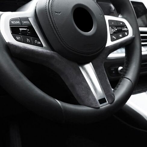 BETTERHUMZ Car Steering Wheel Decoration Trim Sticker Compatible with BMW G20 M340i G28 G30 G32 G11 G12 G01 X3 G01 G02 X4 G05 X5 X6 M G07 X7 Compatible with Alcantara Interior Accessories (Black) in Saudi Arabia